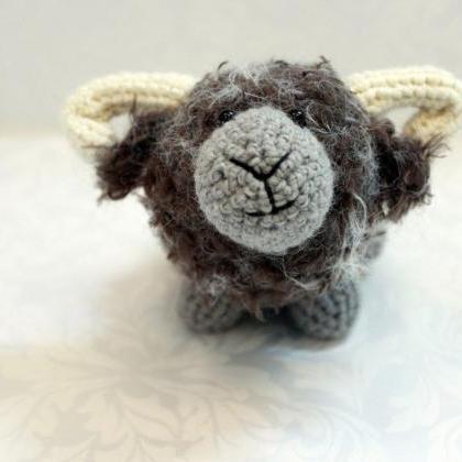 Crochet Sheep Amigurumi Toy Ram, Gray Sheep..