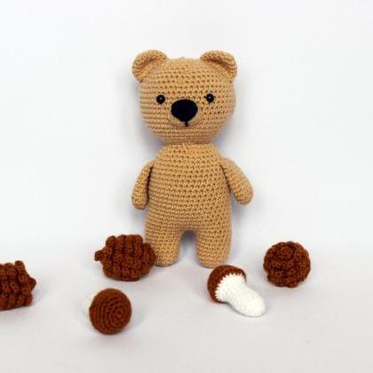 Crochet Bear Toy, Gift Teddy Bear Doll, Handmade..