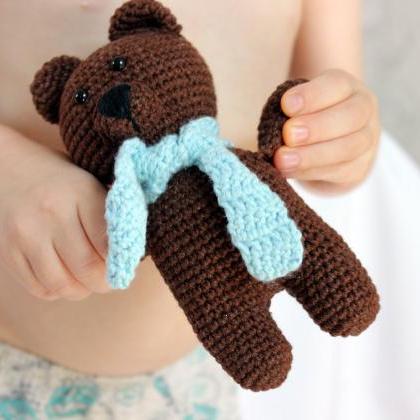 Amigurumi Teddy Bear, Handmade Bear Doll, Brown..