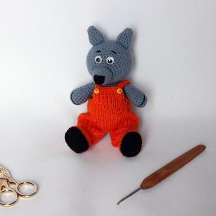 Crochet Toy Wolf In Pants, Handmade Wolf Toy,..