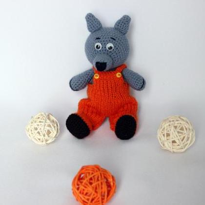 Crochet Toy Wolf In Pants, Handmade Wolf Toy,..