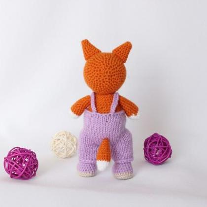 Crochet Toy Fox In Pants, Handmade Fox Toy,..