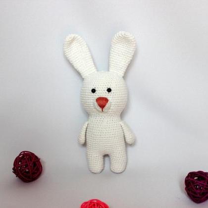 Crochet Toy Rabbit In Scarf, Knitted Toy Hare,..
