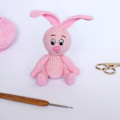 Crochet Toy Amigurumi Bunny Pink Rabbit Knitted..