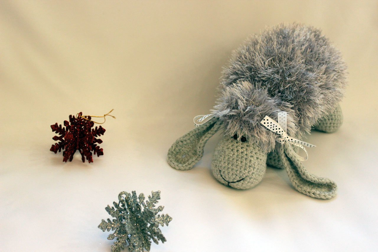 Crochet Gray Sheep Stuffed Toy, Pillow Toy Lamb Sheep Amigurumi, Handmade Pillow