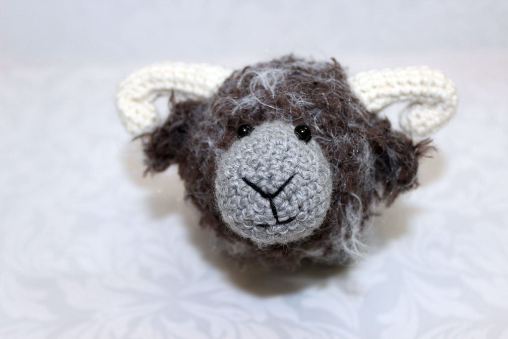 Crochet Sheep Amigurumi Toy Ram, Gray Sheep Handmade Toy, Stuffed Toy Lamb, Home Decor Ram Toy