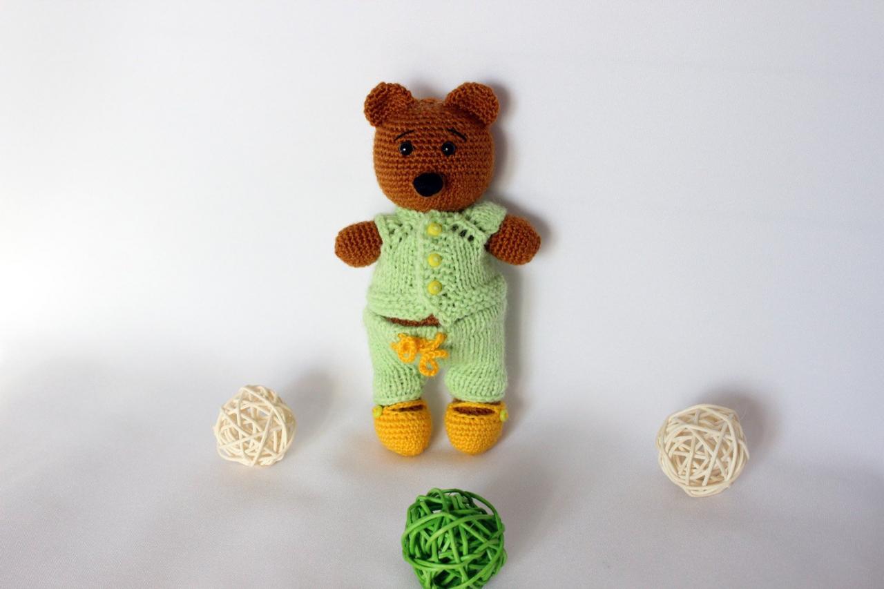 Amigurumi Bear Teddy Doll, Handmade Teddy Bear For Kids, Brown Toy Bear Crochet