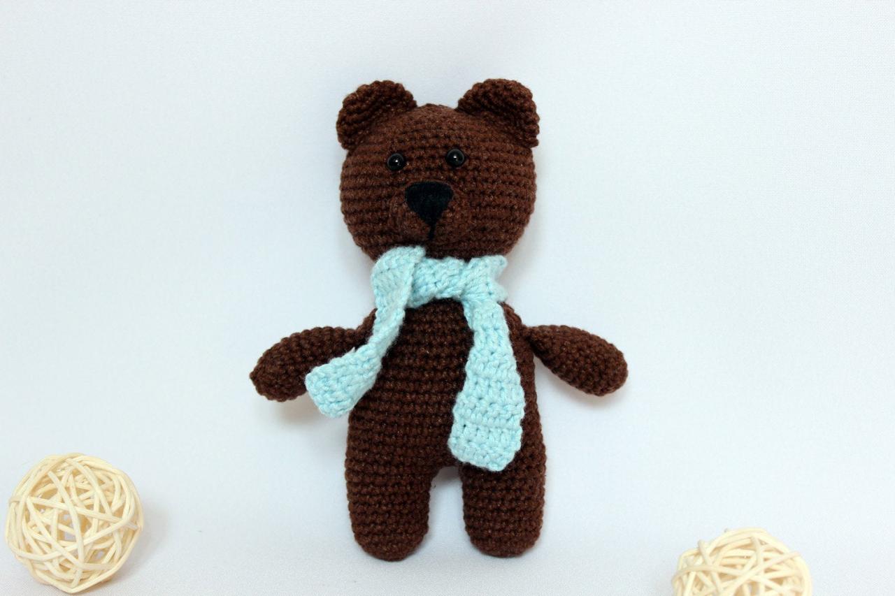 Amigurumi Teddy Bear, Handmade Bear Doll, Brown Bear Toy, Crochet Teddy Bear