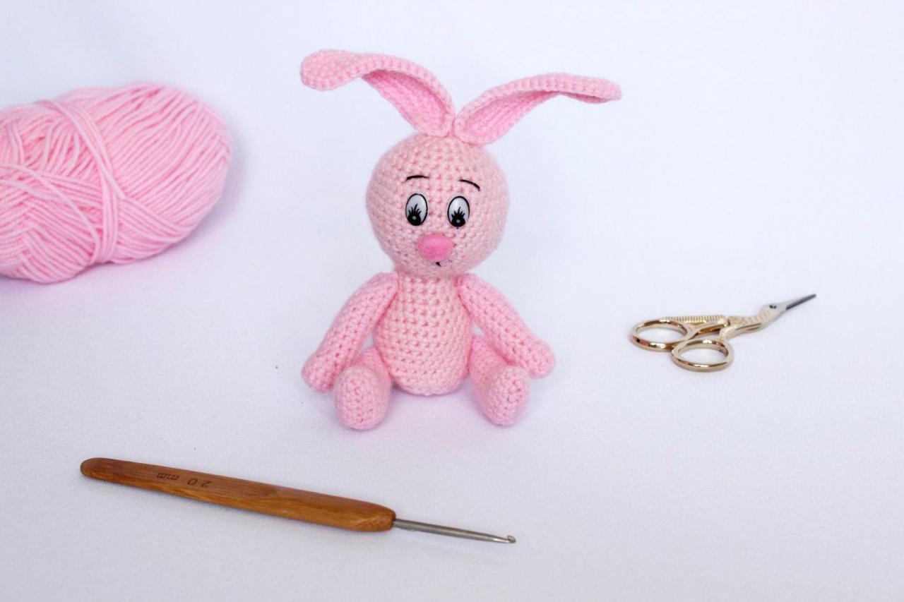 Crochet Toy Amigurumi Bunny Pink Rabbit Knitted Toy Bunny Crochet Rabbit Knitted Hare Amigurumi Animal Handmade Rabbit Toy Easter Bunny
