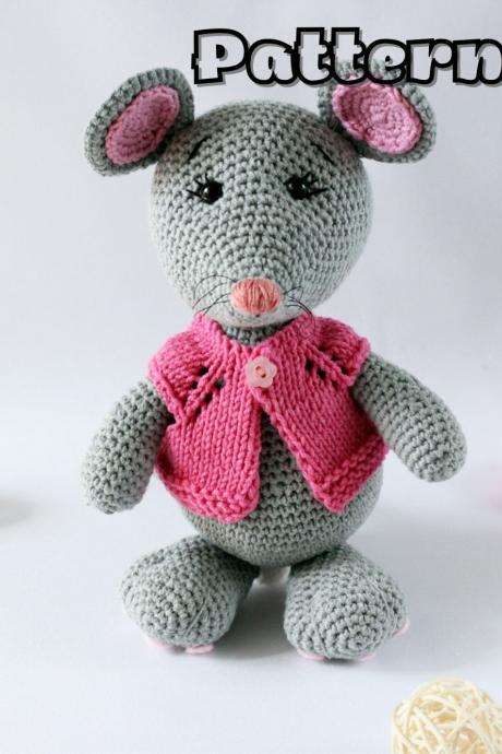 Crochet mouse pattern toy, mouse amigurumi download